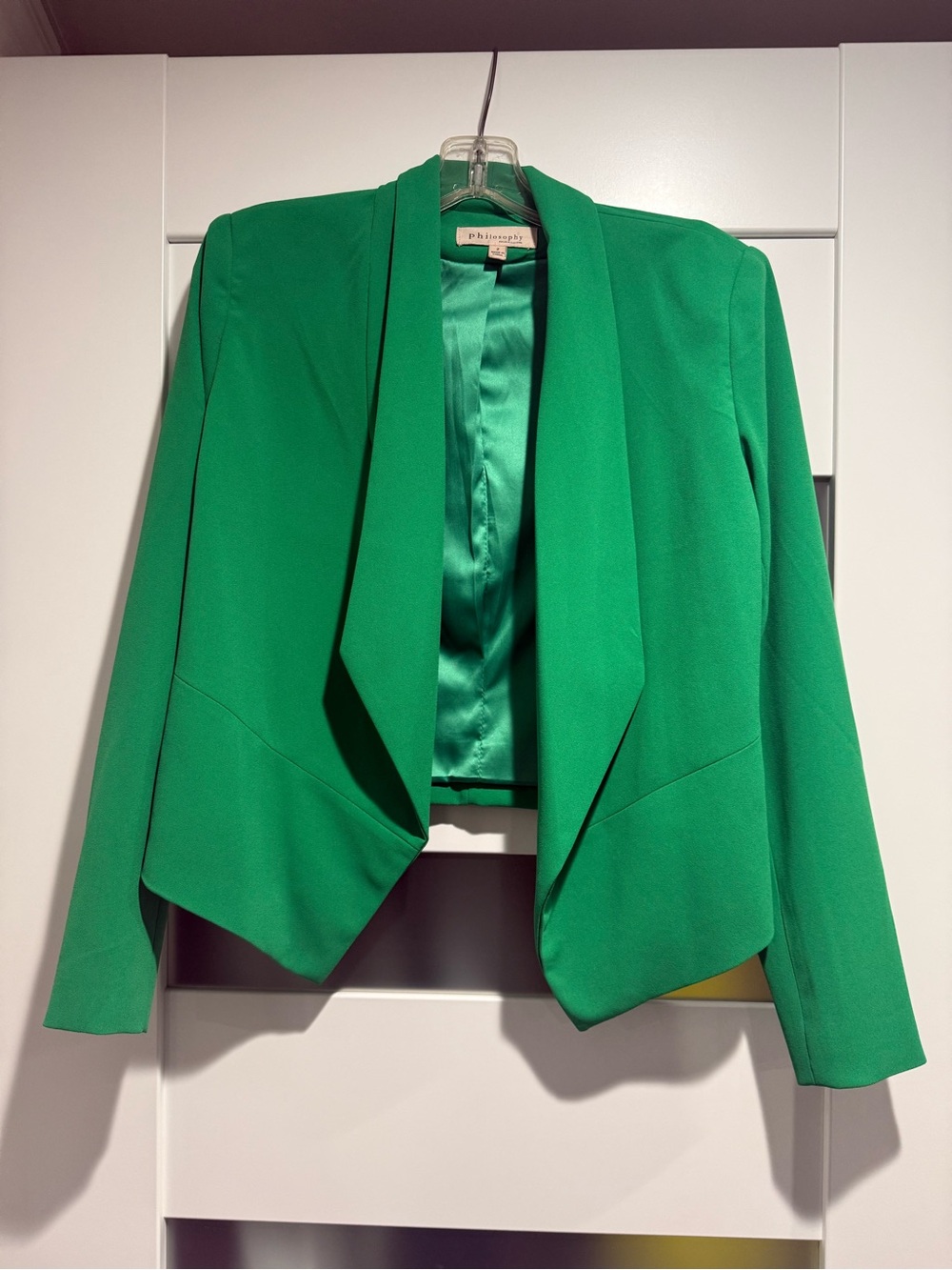 Philosophy Emerald Green Draped Open-Front Blazer